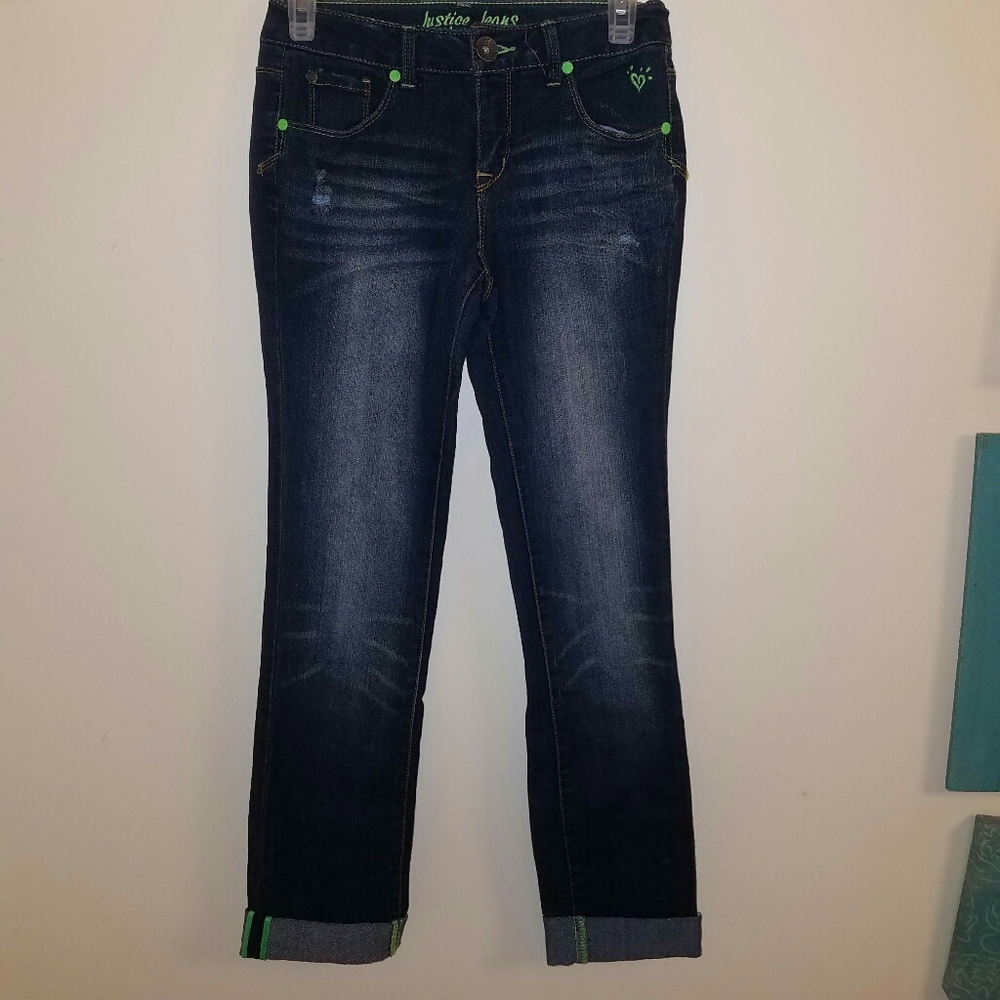 Justice Premium Jeans with Green Accents